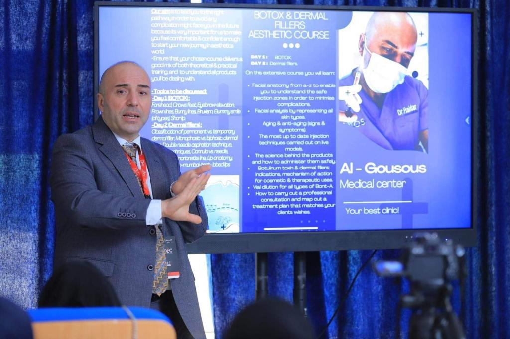استضافة دورة تدريبية لتجميل الوجه الغير جراحي للمحاضرالدولي د.حيدر القسوس من الاردن الشقيق